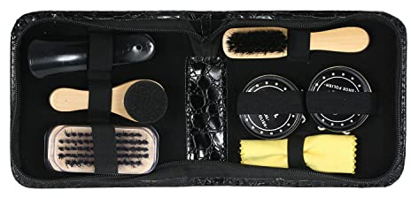 Kit per la cura delle scarpe, 8 pezzi, con spazzole nere e neutre per lucidare stivali, scarpe da ginnastica