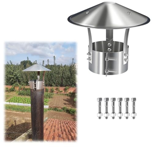 Comignolo Canna Fumaria Camino Cappello Testa in Acciaio Inox, Copertura Del Tetto per Camino Esterno， Tappo Antipioggia A Cono Resistente e Stabile Per Utilizzo Prolungato(220mm/8.66in)