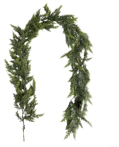Artificial Pine and Cypress Rattan Christmas Fireplace Garland, 180cm Green Holiday Mantel Decor for Indoor and Outdoor Festive Season(36 mesh)