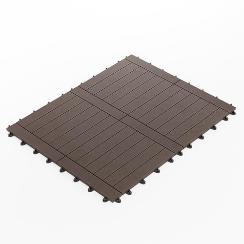 GUMI Dalles de Terrasse Dalles de Balcon Lames Clipsables WPC Composite 1 m2 – Système Modulaire pour Balcon et Terrasse | Montage sans Outils | Motif Échelle | Noyer