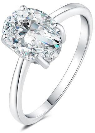 JewelryPalace 2ct klassisk 14K vitguldpläterad solitärring för kvinnor med Moissanit skapad, ovala stenringar, bröllopsringar i vitt guld för kvinnor smycken set 22
