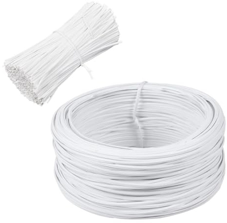 Toddmomy Fil de Reliure en Fer Enduit PVC Blanc 55m pour Jardinage | Bundling Facile, pour Jouets et Fils, Couronnes de Houx et Hommages Funéraires