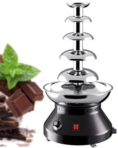 Fuente de chocolate comercial, máquina de fondue de acero inoxidable de gran capacidad de 230 W para cenas de bufé y fiestas de boda, diseño de 5 niveles, fuente de chocolate caliente