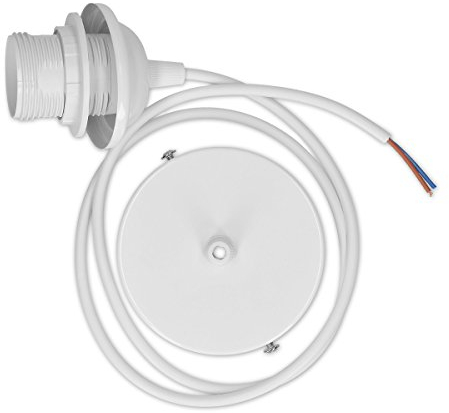 kwmobile E27 Lampenfassung mit Deckenbefestigung - Lampenaufhängung weiß mit 80cm Kabel - Schnurpendel Pendelleuchte Hängeleuchte Lampenschirm