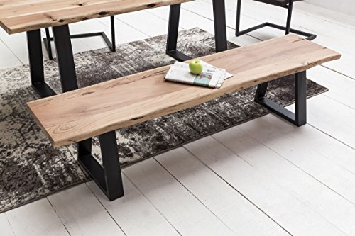 KADIMA Design Baumstamm Esszimmerbank Baumkante Massivholz 160 cm Essbank Küchenbank Holzbank