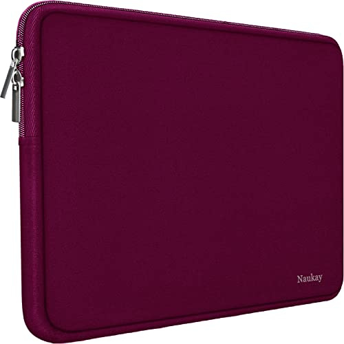 Naukay Laptop Case 15.6 inch,Resistant Neoprene Protective Laptop Sleeve Compatible for Asus F555LA/MB168B/X551,Acer Aspire/Chromebook 15,Dell Inspiron,15.6 HP/Tablet Briefcase Carrying Bag-Wine Red
