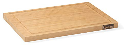 Genius Nicer Dicer Knife Bambus-Schneidbrett mit Saftrille - großes & robustes Küchen-Schneidebrett für Fleisch, Fisch, Gemüse & Käse | Holz-Brett mit Maße 36x25x2 cm
