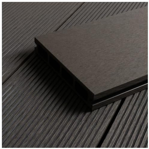 HORI WPC-Terrassendiele Kuba Anthrazit Hohlkammer, Komplettset inkl. 40x60 mm Unterkonstruktion & Clips, wetterfest, pflegeleicht & UV-beständig Fläche: 12 m² - 3,20 m Dielenlänge