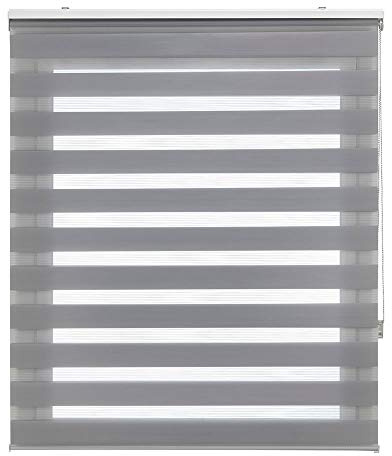 Estoralis - Shae - Estor Enrollable Doble Tejido, Noche y día, Gris, 105 x 175 cm