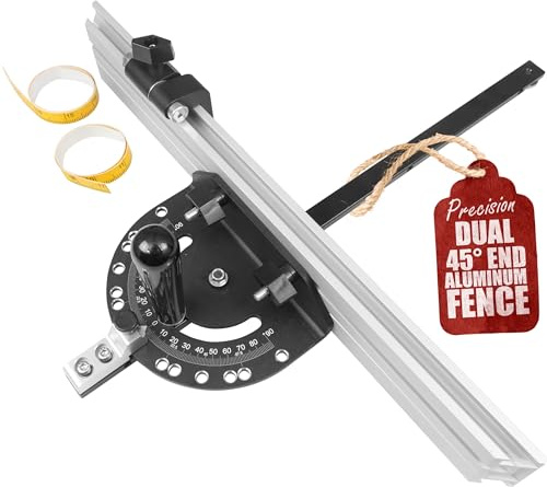 Fulton Precision Miter Gauge with Aluminum Miter Fence with 45 Degree Angled Ends for Maximum Stock Support and a Repetitive Cut Flip Stop