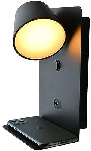 Applique murale LED en aluminium noir pour lecture (USB Noir)