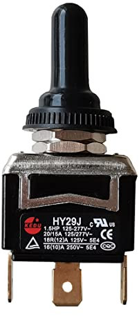 KEDU HY29J Interruttore a levetta con coperchio di protezione in silicone SPDT (ON)-OFF-(ON) Funzione di ripristino automatico bilaterale 2HP 20/15A 125/277V 18R(15) A 125V 18(12) A 250V 5E4 CE