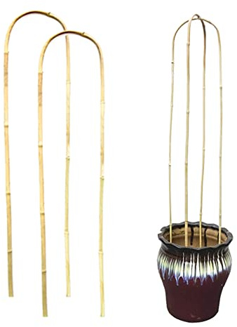 FGYZYP Lot de 2 treillis d'obélisque de jardin en bambou pour plantes grimpantes, support pour plantes grimpantes, poteau de support antirouille protection solaire piquets en forme de U pour