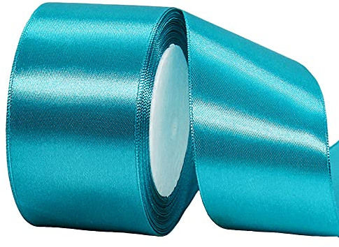 22m Satinband Geschenkband Pfauen Blau 50mm Breit,Auto Seidenband Blau Dick Schleifenband Satin Dekoband Geschenkverpackung Deko Band Stoffband für Halloween Weihnachten Hochzeit Taufe Geburtstag DIY