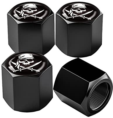 Ajxn 4 Pack Universal Skull Car, Truck, Motorbike Tire Valve Stem Caps (White Scarf Skull #29)