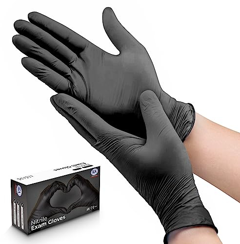 IEA Medical Gants en nitrile taille L - Gants à usage unique, gants jetables, Gants jetables, Gant d'examen, Gant de cuisine, Sans latex, Non poudré, Résistant à la déchirure, 100 pièces, Noir