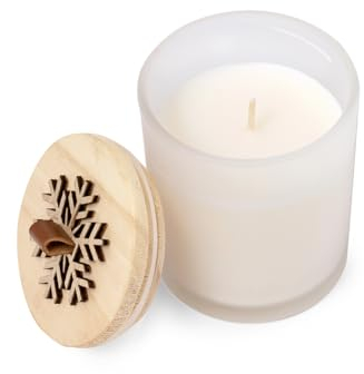 Original Vela Aromática de línea nature Diseño Navidad. Fabricada en Cristal, con Tapa de Madera Pulida y Tirador de Piel PU. Presentada en caja individual de diseño eco.(Navidad)