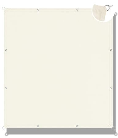 Tenda A Vela Impermeabile 350x350cm Tenda Ombreggiante Esterno Protezione Solare Raggi UV Tende Da Sole Per Esterno A Vela Con Anelli Per Esterno Giardino Terrazza －Bianco latteo