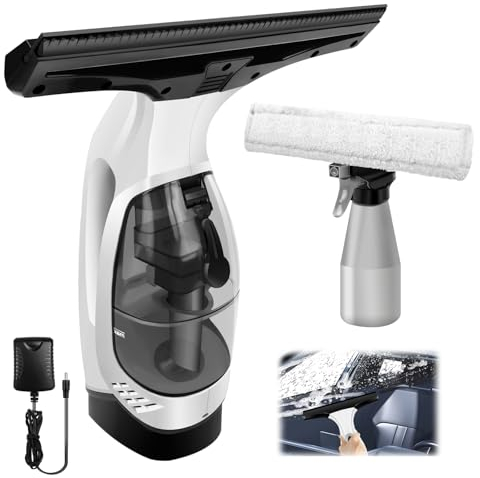 AUTOFU Window Vacuum, Window Vacuum Squeegee, Cordless Window Vacuum Cleaner, 3-in-1 Window Vac with Spray/Wipe/Suck up Water, Electric Squeegee for Windows, Tiles, Glass, Mirror, 300ml Water Tank