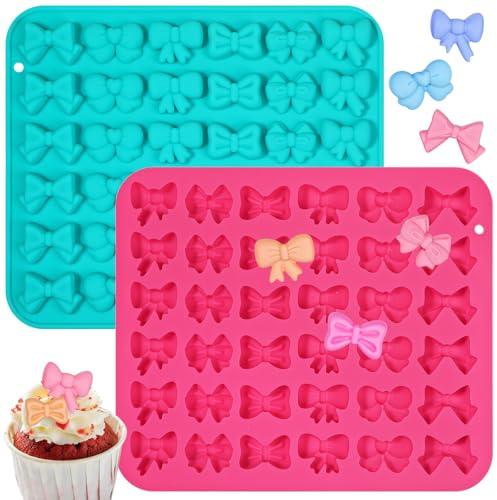 Webake Silikonform Bogen Pralinenform Silikon 2 Stück Schokoladenformen Bowknot Süßigkeiten Form Bogenformen für DIY Süßigkeiten, Gelee, Schokolade