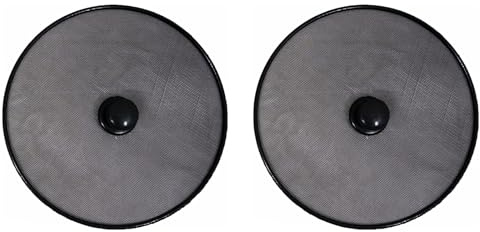 SDMAX Frying Pan Splatter Guard, Kitchen Screen Cover, Protection Lid, Fine Mesh with Knob, Stainless Steel Construction, Oil Splatter Screen, Black, 21cm (2 Pcs)