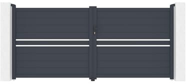 Casanoov Portail Battant CIMONE 3,5x1,60m Aluminium Gris Anthracite – Portail Double Battant Semi-Ajouré – Robuste Inoxydable Résistant Intempéries – Montage Facile Clôture Jardin Sécurisée 350x158cm