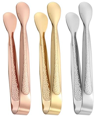 3 pcs Stainless Steel Sugar Tongs- Versatile Mini Tongs for Ice, Sugar Cube Tongs, and Food Handling - Kitchen Essential Small Tongs for Food