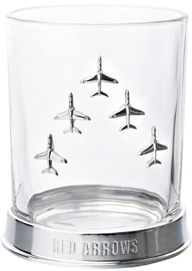 Vaso de whisky de metal con licencia oficial de la Royal Air Force RAF, flechas rojas, base grabada con vaso para beber insignia, accesorio de estilo de vida para hombres, fanáticos de la historia y