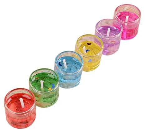 PRETYZOOM 6 Pièces 6 Bougies En Gelée Bougies D'anniversaire Parfumé Pour Gâteau Faire La Fête Fragrance En or Rose à Piles Bougie Chauffe-plat Décor Plastique