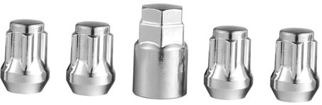 OUNONA Écrous Antivol de Roue Voiture en Fer Argenté, Lot de 4 Pièces avec 1 Manchon, Facile à Utiliser, Adaptés aux Roues en Acier Protection Anti-vol
