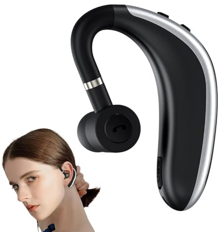 Cuffie senza fili a orecchio singolo - Auricolare a batteria ultra lunga durata, microfono a cancellazione del rumore | Auricolare mono compatibile con computer per chiamate