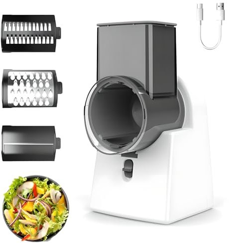 Electric Vegetable Graters, Electric Salad Machine with 3 Type Blades and Usb Charger, for Fruits and Vegetables