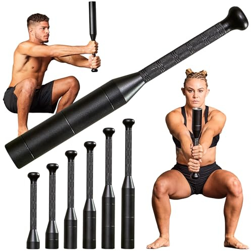 Steel Mace Bell for Training – 17 LB Total 6-Piece Steel Clubs Set – Mild Steel Construction with Black Powder Coating – Full Body Workout, Grip & Forearm Strength, Shoulder Mobility – Home Gym
