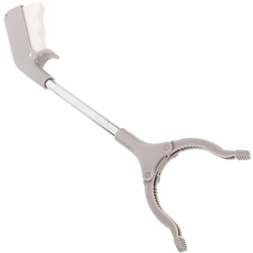 Müllsammler Greifzange 2 Stück aus Edelstahl und Abs, Silber | Ergonomischer Griff, Sicher und Leicht, Verstärktes Design für Hohe Regale und Schwer Erreichbare Stellen
