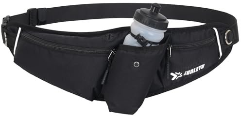 Waist Pack, Running Water Bag Belt with Bottle Holder Waterproof Running, Fitness Waist Pack Adjustable for Men and Women Suitable for Hiking Walking Cycling Black