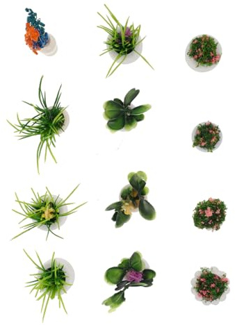 Milisten 12pcs Miniature Bonsai Model for Dollhouse Decor Assorted Flowerpot Designs Creative Low Maintenance Plants for DIY Mini Garden Unique Simulation Bonsai Prop