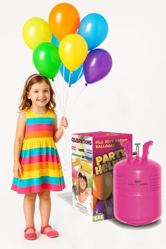 Bombona de Helio - 0,42 m3 - para 50 globos (23cm), Tanque de Helio para Globos de Fiesta, Para Eventos y Cumpleaños