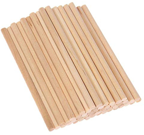 50 varillas de madera para manualidades, tacos redondos de madera de 5 mm en diferentes tamaños, 10 cm, 15 cm, 20 cm, palos de manualidades sin terminar para carpintería y proyectos de bricolaje, 10 x