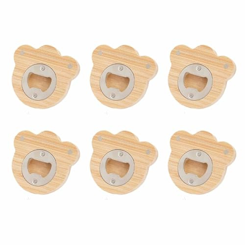 DSOUWEH Apribottiglie in legno da 6 pezzi, apribottiglie, funzionamento magnetico, perfetto come regalo per padri o nonni, Cravatta Nan Zhu-6.5 * 1.2