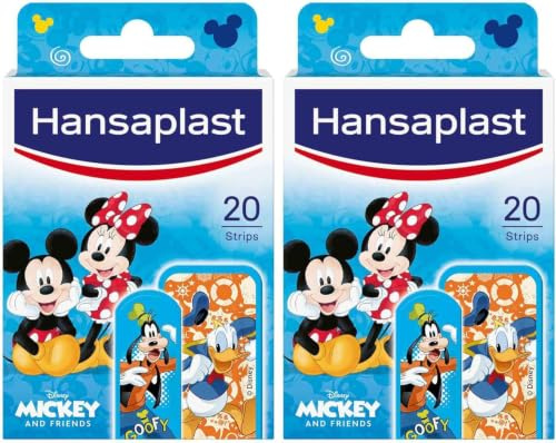 Hansaplast Disney Frozen II Apósitos para heridas, tiras infantiles, apósitos resistentes al agua, agradables para la piel, retirada indolora, con dibujos, 20 apósitos (Paquete de 2)