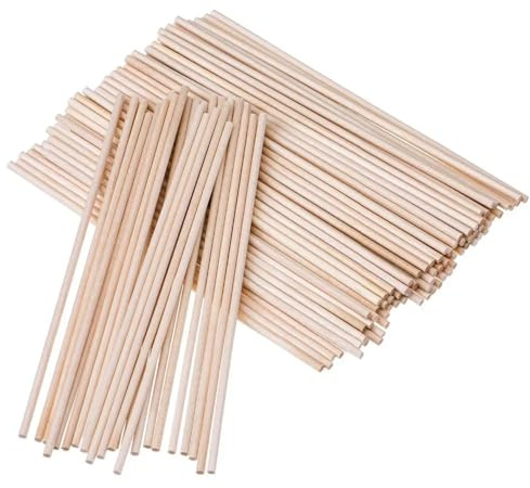 Palillos de Madera para Manualidades,Baton de Redonda,Palos de Algodón de Azúcar,Varita de Madera de Ocio Creativa,para Decoraciones Bricolaje Modelismo Arte y Artesanía,30cm x 3mm,150 piezas