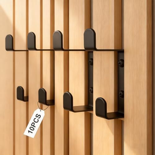 LNSYSNS 10 Stück Haken für Akustikpaneele,13mm Garderobenhaken Akustikpaneele, Kleiderhaken Garderobe Schwarz, Wandhaken Geeignet für Acoustic Panel, Schallschutzplatten