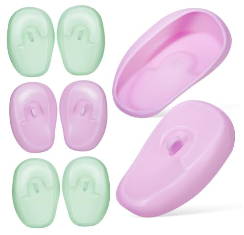 Zerodeko 4 Pares de Orejeras Cubiertas Reutilizables para Protección de Orejas de Silicona Antideslizantes en Tratamientos de Salón para Peluquería y Cuidado del Cabello