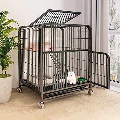 HYJYGM im Freien, Katzenhütte, Katzenkäfig, Laufstall, Katzengehege auf Rädern, Metall-Kätzchenkäfig, Kleintierstall, übergroße Katzenvilla für kleine Tiere, Welpen, Kätzchen, Bu, x 75 cm