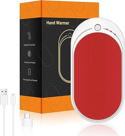 Calentador de Manos Recargable USB Power Bank 5200mAh, Calienta Manos Electrico de Bolsillo Portatil Calentadores de Manos Reutilizables, Regalo para Mujer Hombr Raynaud Camping Senderismo Golf