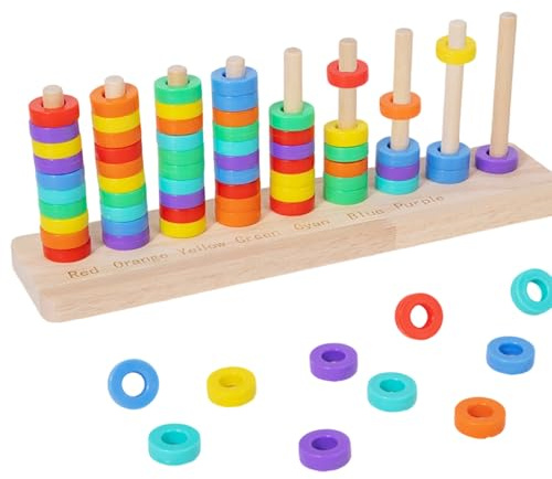Générique Jeux d'Empilage pour | Jeux Éducatifs en Bois sur Les Couleurs - d'apprentissage Tri par Formes et Couleurs | pour Filles Garçons Salle De Classe Salle De Maison Fête
