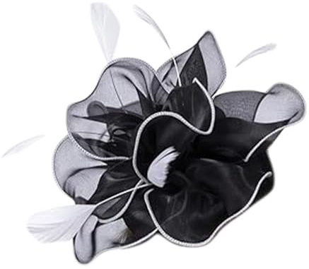 Otbushit Fascinateurs Noirs et Blancs pour Femmes, Chapeau fascinateur Floral en Maille Vintage pour Cocktail, thé, Mariage