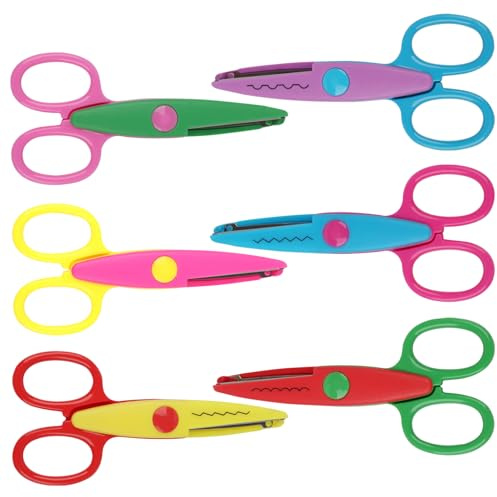 Set de 6 tijeras de manualidades con corte zigzag y múltiples patrones, tijeras de colores para papel, ideales para escuela, preescolar, actividades artísticas y bricolaje creativo