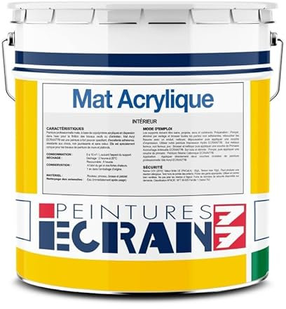 Peinture professionnelle mat, mur et plafond, intérieur, peinture opacifiante, sans odeur, Mat Acrylique ECRAN 77 4 litres