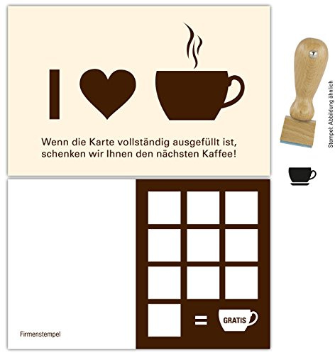 Premium Kaffee Bonuskarten 500 Stk. inkl. Stempel mit 10 Stempelfeldern. Treuekarten passend für Bereiche wie Gastronomie, Restaurant, Weinhandel, Getränkehandel, Freizeit, Gaststätte Bäckerei